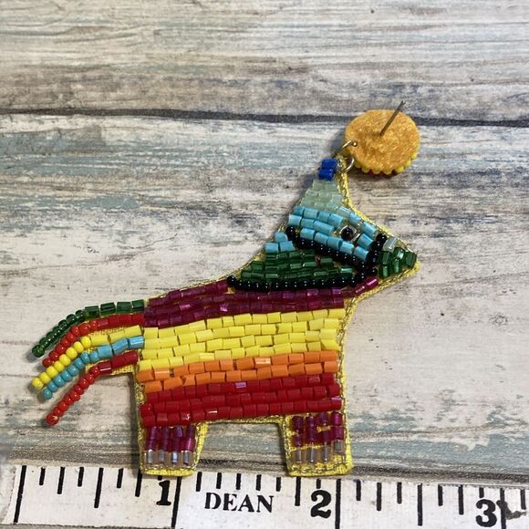 Mexican Burra Pinata EARRINGS Seed Beads‎ Cinco De Mayo - Picture 7 of 8